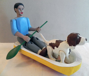 Dwight King, "Boy and Dog in Boat"