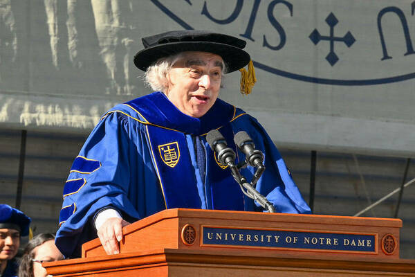 Ernest Moniz, Ph.D., addressed the graduates during the Graduate School’s annual Commencement Ceremony on May 14, 2022 in the stadium at the University of Notre Dame.