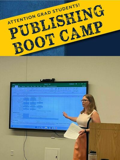 Michelle Sybert, assistant director of University of Notre Dame Press, presents at the inaugural Publishing Boot Camp for graduate students.