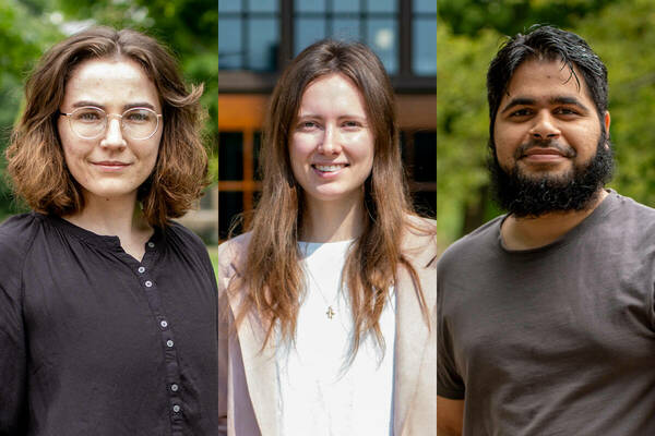 Doctoral students Sarah Bey, Johanna Olesk, and Muhammad Sohail, winners of the 2022 Materials Science and Engineering fellowships.