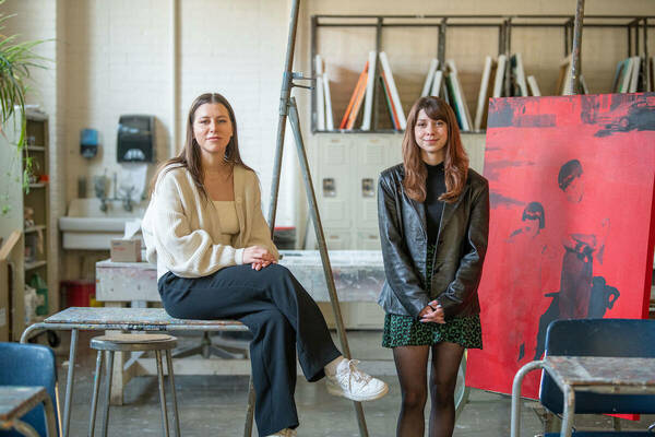 Grace Hamilton (left) and Amelia Mendlesohn, MFA students in design and studio art, respectively.