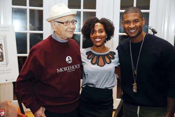 Dunn with R&B singer Usher, right, and legendary TV producer Norman Lear in a 2015 event in Lear’s honor at Morehouse College. Photo provided.