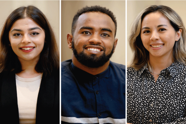 (Left to right) Fatima Faisal Khan, Halkano Boru, and Aleithia Low are among the MGA students gaining practical experience through internships.