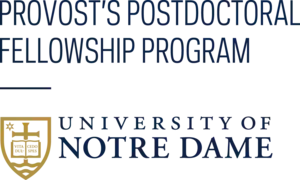 Gold shield logo with "PROVOST'S POSTDOCTORAL FELLOWSHIP PROGRAM" and "UNIVERSITY OF NOTRE DAME".
